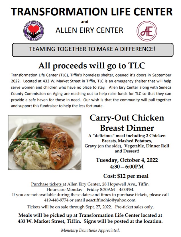 Allen Eiry Center + Transformation Life Center Carry-Out Dinner Fundraiser