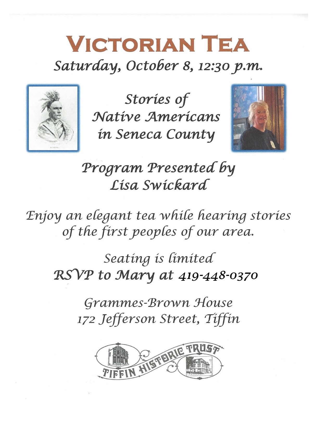 Tiffin Historic Trust Victorian Tea: Stories of Native Americans in Seneca County