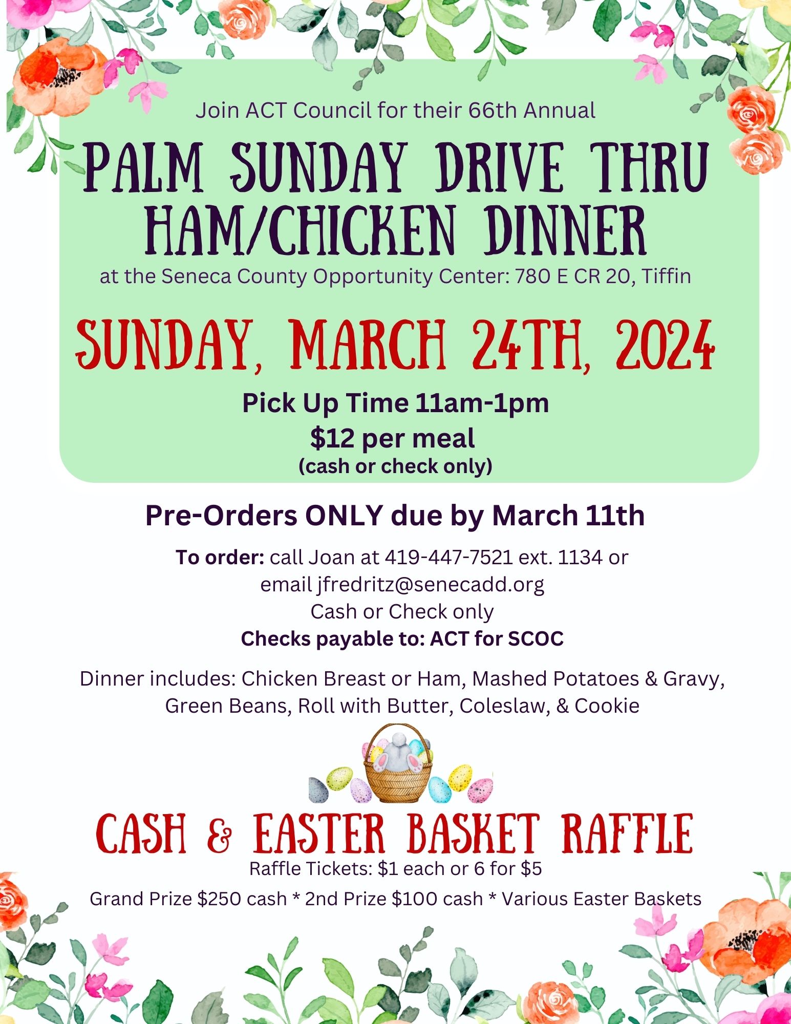 Palm Sunday Drive Thru Ham/Chicken Dinner
